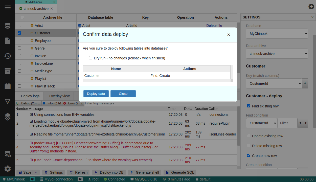 DbGate data duplicator screenshot