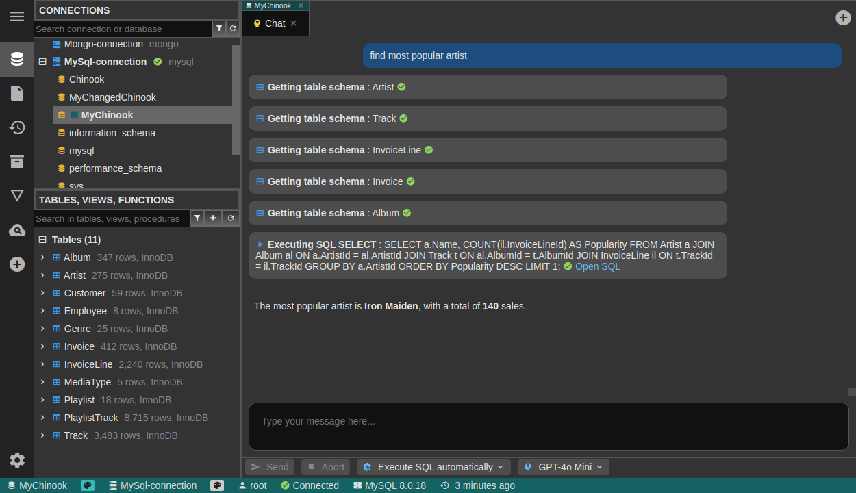 Database chat